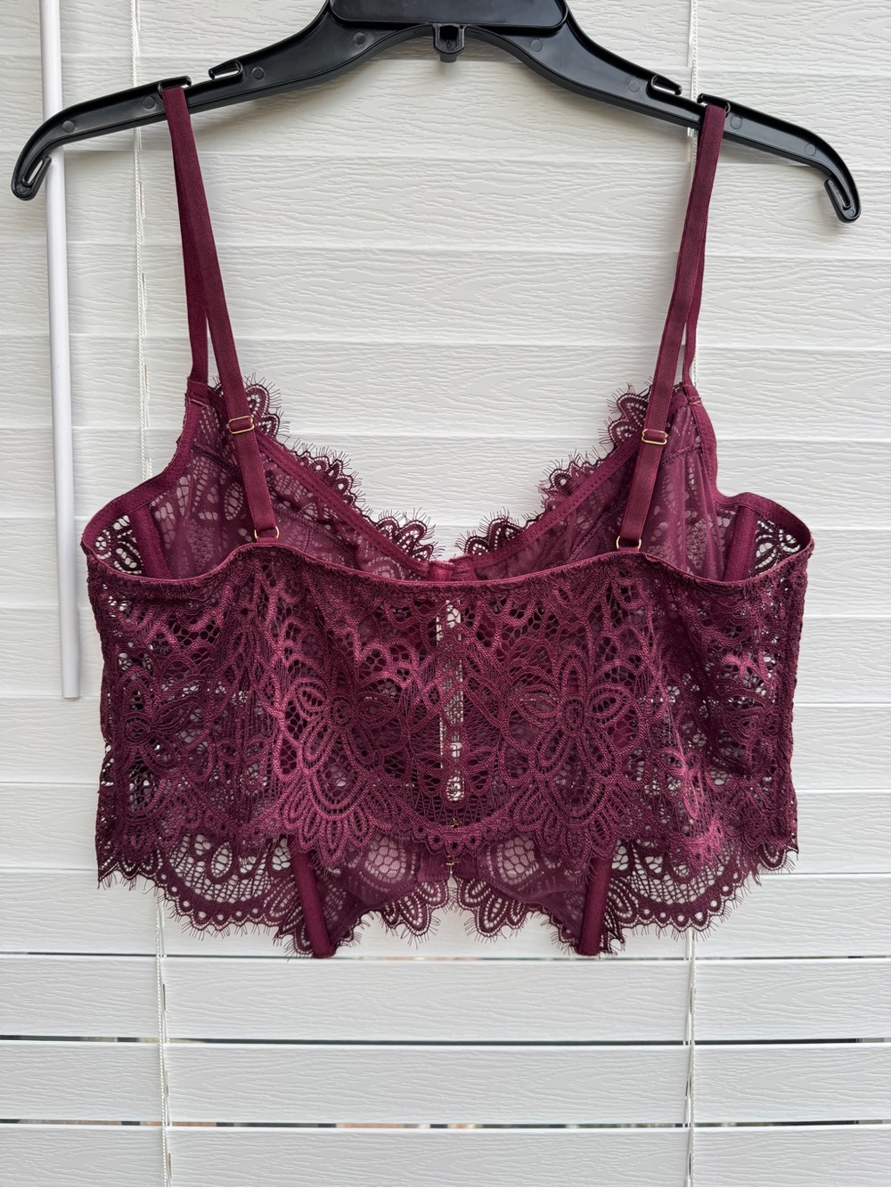 Anthropologie The Giselle Lace Bustier Front Closure Burgundy Lace Bralette L - Picture 8 of 10
